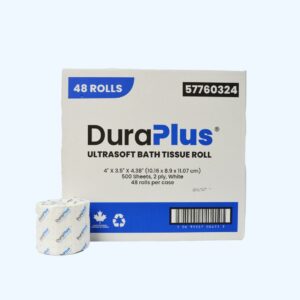 DURAPLUS 2-PLY TOILET TISSUE 4 IN X 500 SHEETS X 48 ROLLS